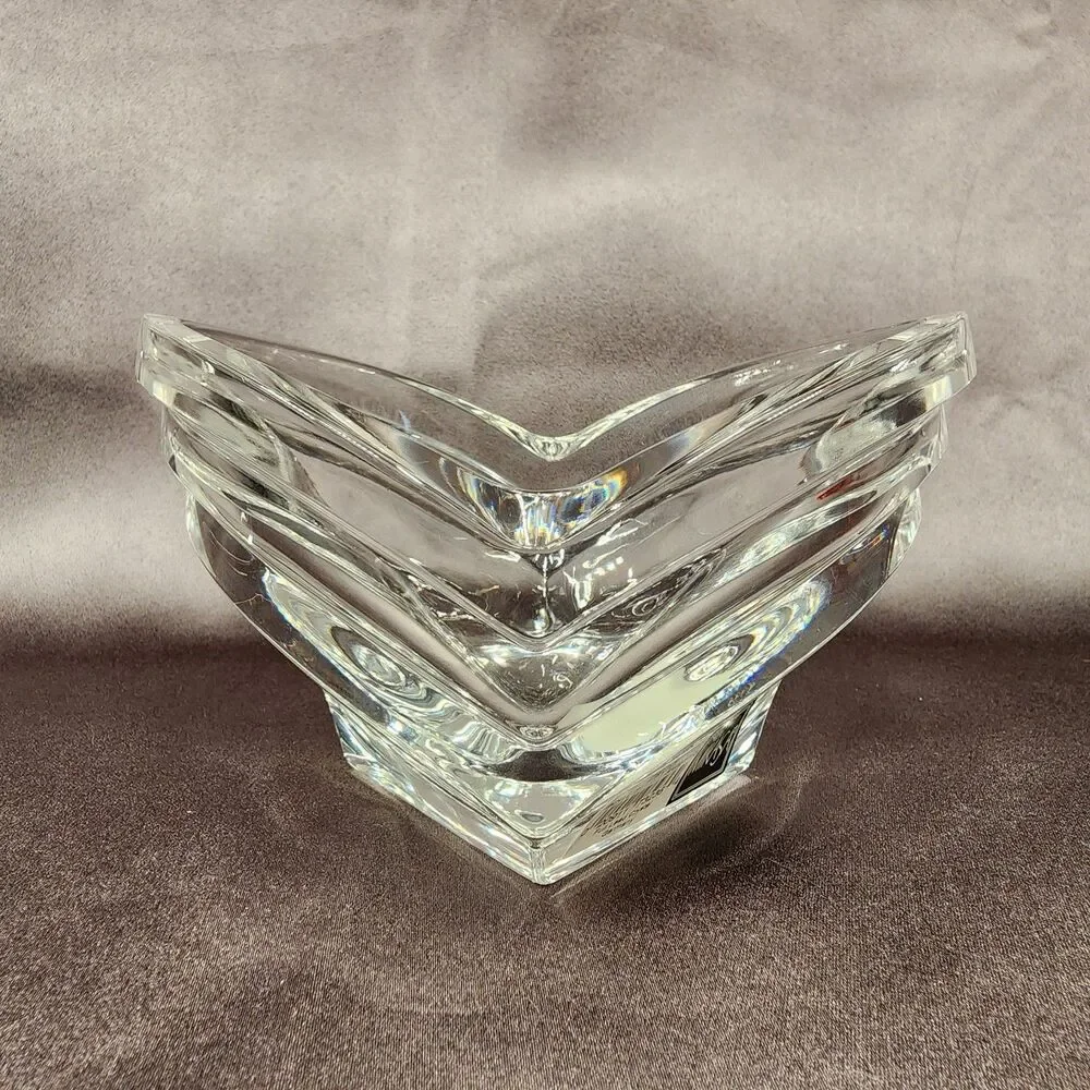 VTG Mikasa “Deco” Pattern  Crystal Bowl Candle Holder 6.5